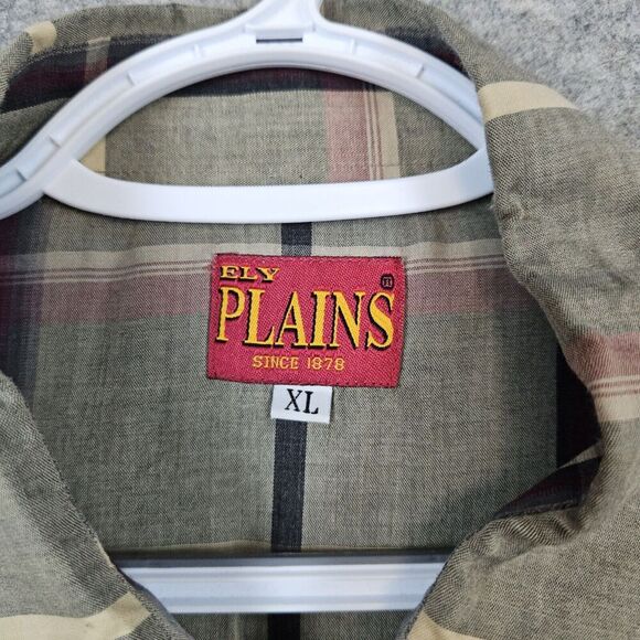 Ely Plains Men's XL Pearl Snap Short Sleeve Shirt Gray Windowpane WITH PINHOLES‎ - Picture 5 of 13